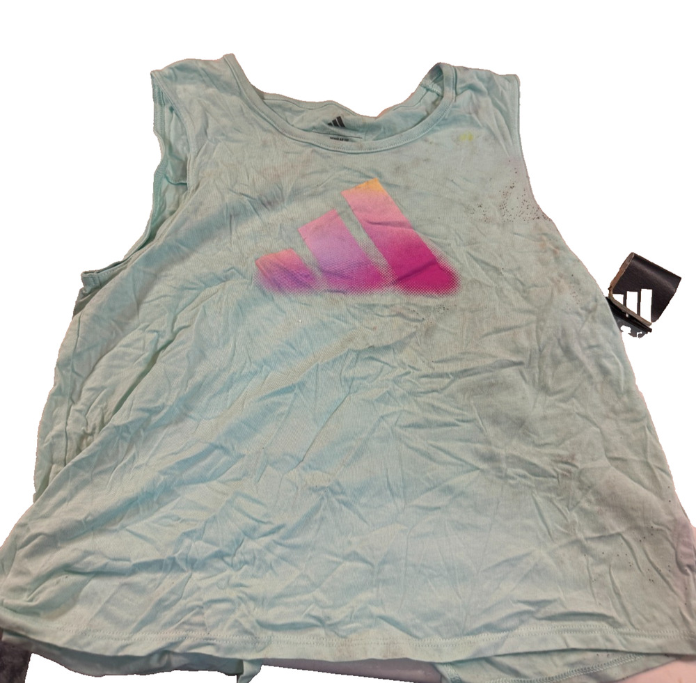 Adidas Girl Back Vent Swing Tank Sleeveless Athletic Active Top L 14 Aqua Read